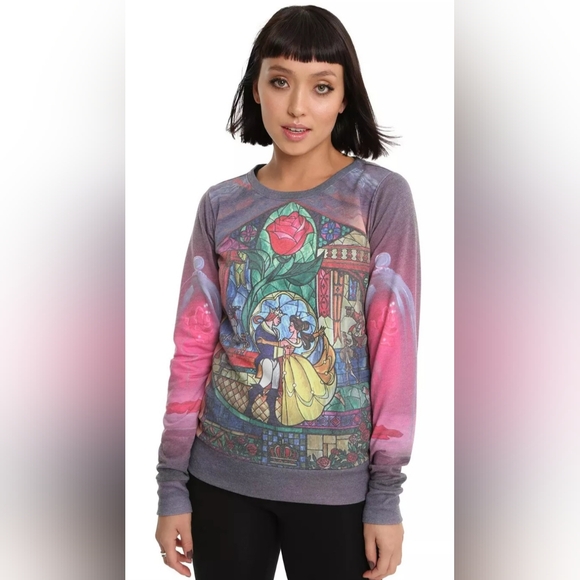 Disney Tops - Beauty and the Beast stainglass sweatshirt women's size Medium